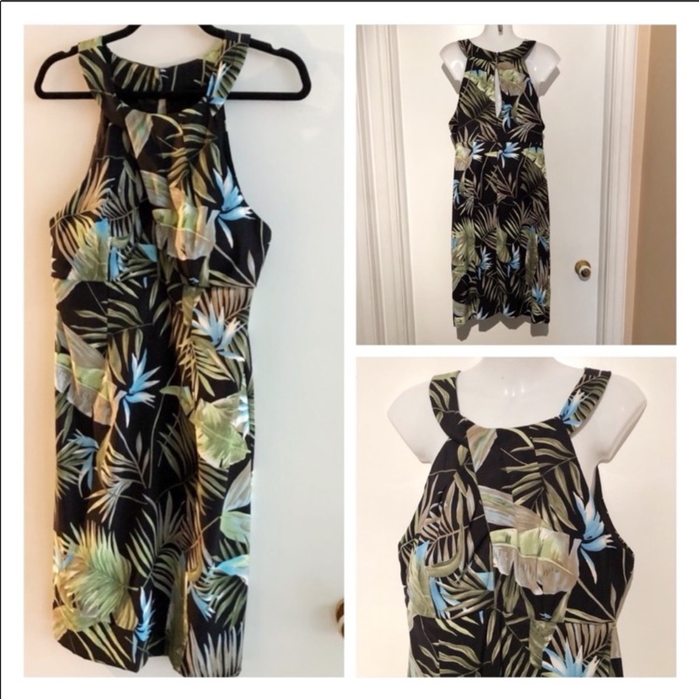 CONNECTED APPAREL Dress w/ Lush Tropical Flowers & Leaves!Has stretch!  Size 12
